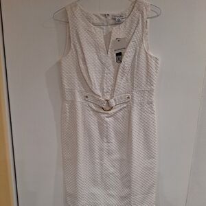 Liz Claiborne NWT White Dress W/Brass Filled Hardware(Sz 14)